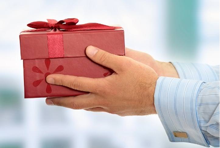 man giving gift