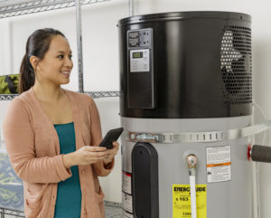 woman with hot water heater